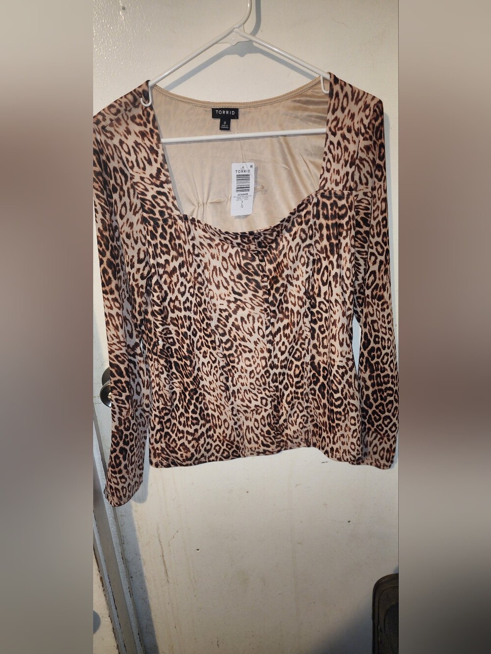 Torrid NWT Leopard Print Long Sleeve Scoop Neck Top - Tan Brown Size 0 (12)